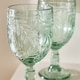 image 4 of Set of 4 Laurier Green Embossed Leaf Drinking Glass Spring Summer Wine Goblets 320ml