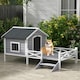 image 2 of PawHut Wooden Dog House w/ Porch, Water-resistant Roof, for S M Dogs, Grey 