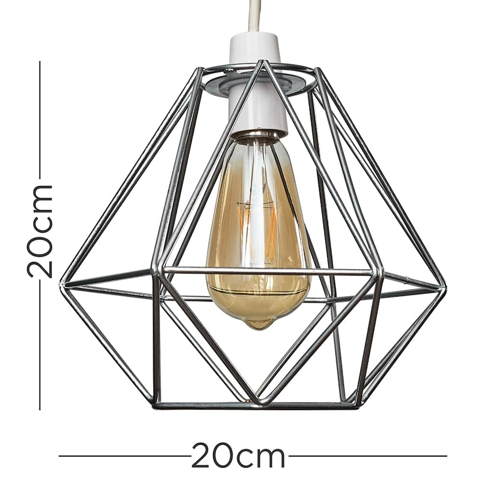 image 1 of ValueLights Diablo Silver Ceiling Pendant Shade & Bulb