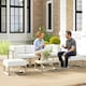 image 8 of Outsunny 6 PC Garden Daybed, Sectional Sofa Set with Coffee Table, Footstool | Cream | Cream White | Five Plus Seater