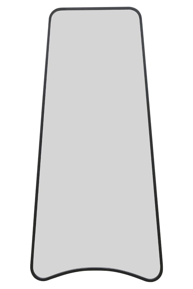 image 1 of The Coartans - New Black Metal Isoscelles Trapezoid Shape Framed Wall Mirror with arched bottom. 79" X 38" (200CM X 95CM). | Black