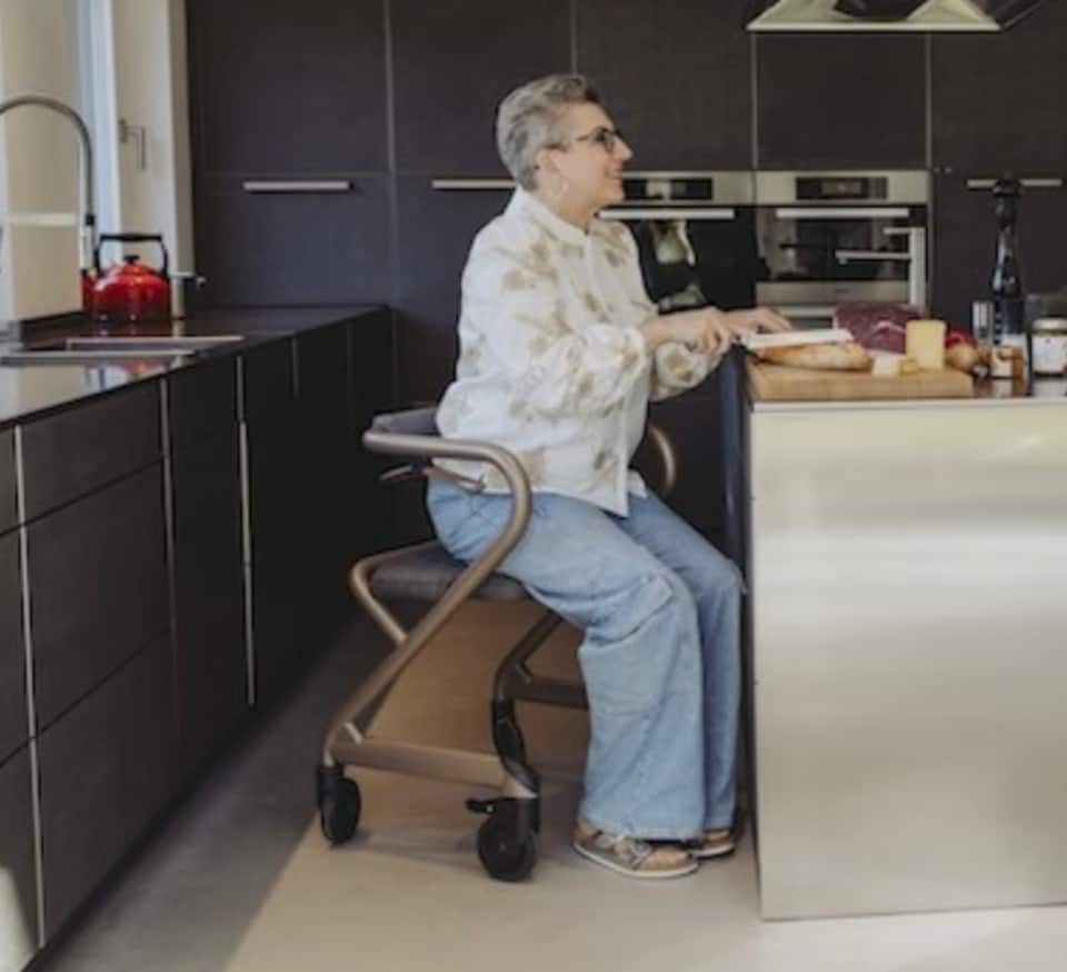 image 1 of Saljol Indoor Rollator Walker with Tray, Seat and Bag