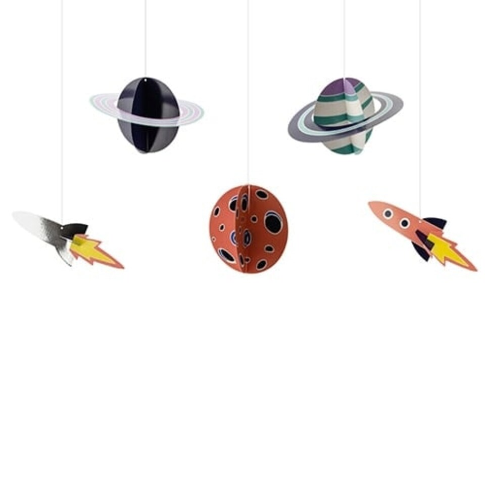 Assorted Space Party Hanging Decorations - Pack of 5
