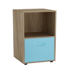 2-Cube Shelving Unit With Inserts | Brown | Oak & Sky Blue | 1