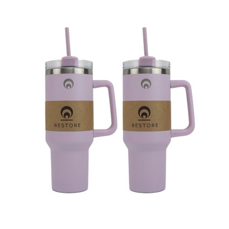 image 1 of Restore Roomy Stainless Steel XL Hydration Mug 1L Lilac 2 Pack