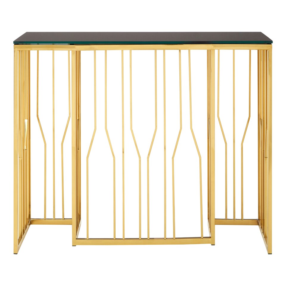 image 1 of Interiors by Premier Contemporary Hexagonal Console Table, Versatile And Robust Hallway Table, Sturdy Modern Console Table Gold