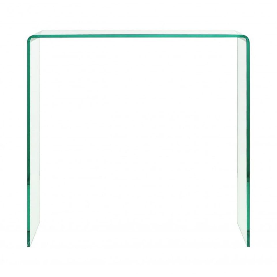 image 1 of Crystal Small Stylish Curved Glass Hallway Console Table | Clear | Clear
