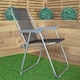 image 5 of 4 x Foldable Garden Chairs Fixed position garden chairs with grey frame and black fabric | Grey | Grey