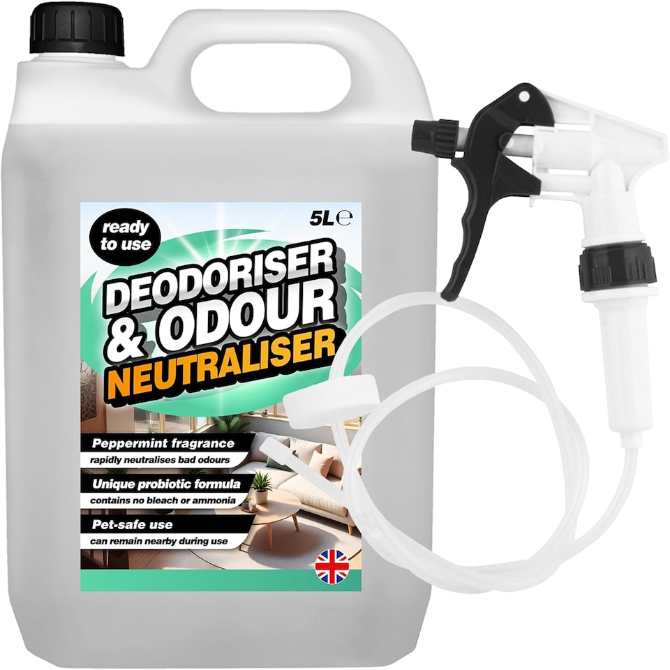 image 1 of 4 x 5L Peppermint Fragrance Deodoriser & Odour Neutraliser With Long Hose Trigger