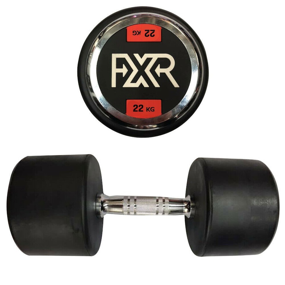 Round Rubber Dumbbells - 2 x 22kg