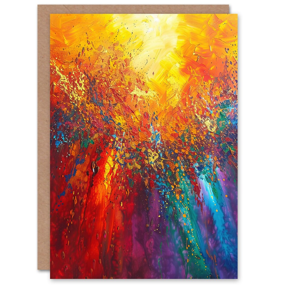 image 1 of Rainbow Sunrise Sunset Wave Abstract Woman Her Birthday Card