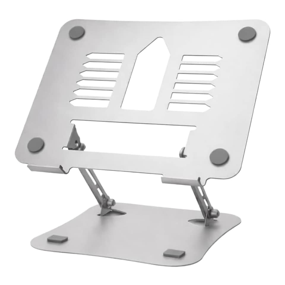 image 1 of Futura Laptop Stand Adjustable Portable Riser, Silver Foldable Aluminium Holder for MacBook AirPro and 11 to 17 inch Laptops | Silver | Silver | One Size | 1