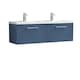 image 1 of Retro 2 Drawer Wall Hung Vanity Unit with Double Polymarble Basin - 1200mm - Satin Blue - Balterley Blue