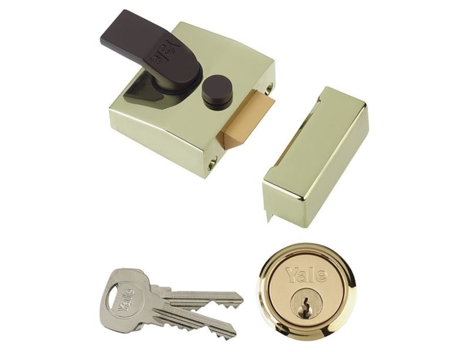 Yale Locks - 85 Deadlocking Nightlatch 40mm Backset Brasslux Finish Box