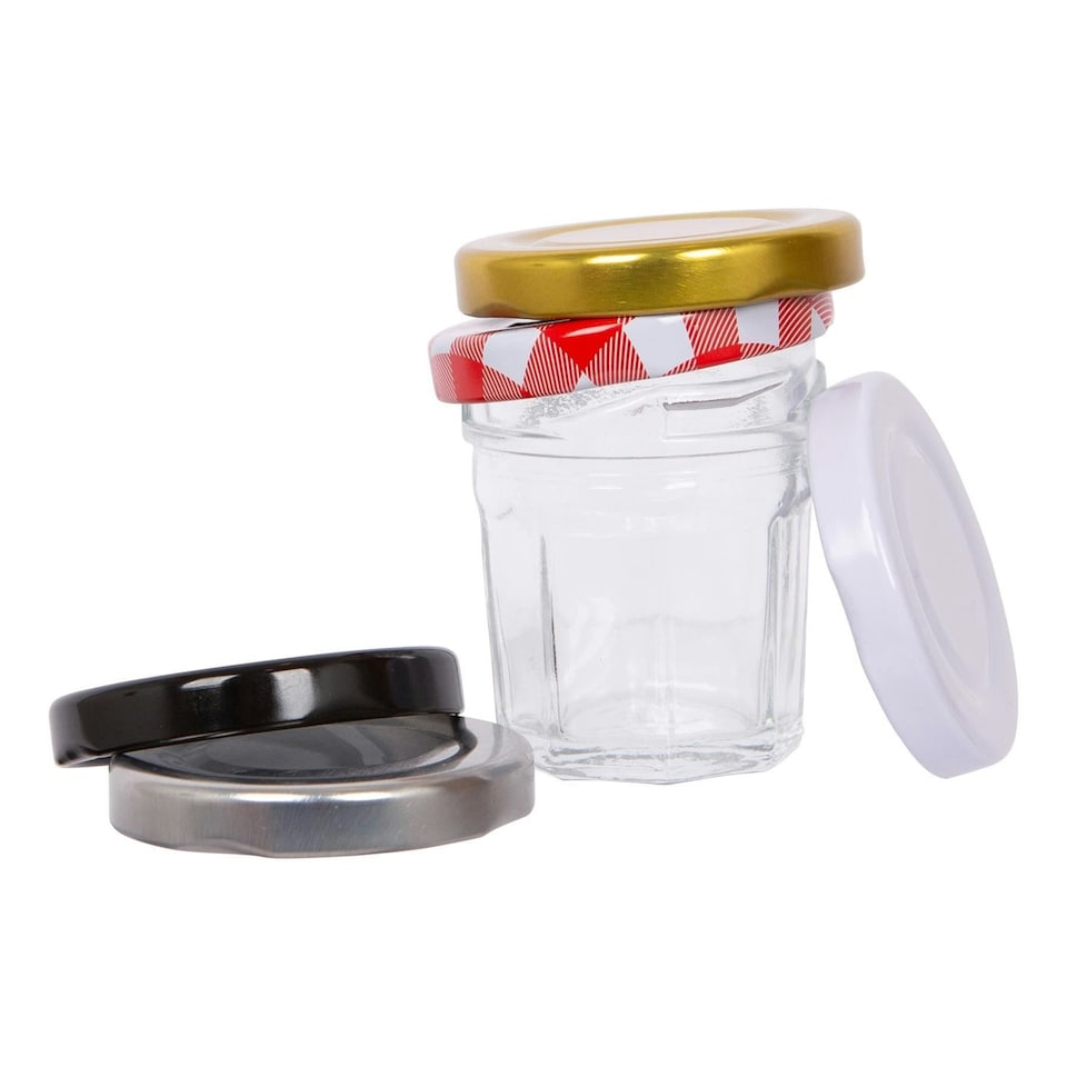 image 1 of Argon Tableware Glass Jam Jars with Green Lids - 30ml - Pack of 6