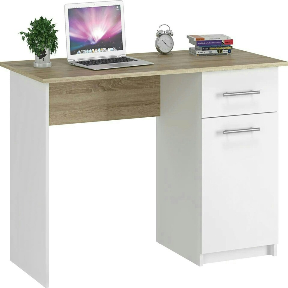 image 1 of Computer Desk Mix Sonoma Oak - White (1 box) White