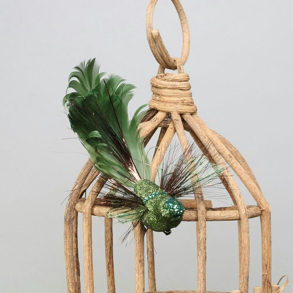 image 1 of Decorative Green Fantasy Bird With Clip - 15cm