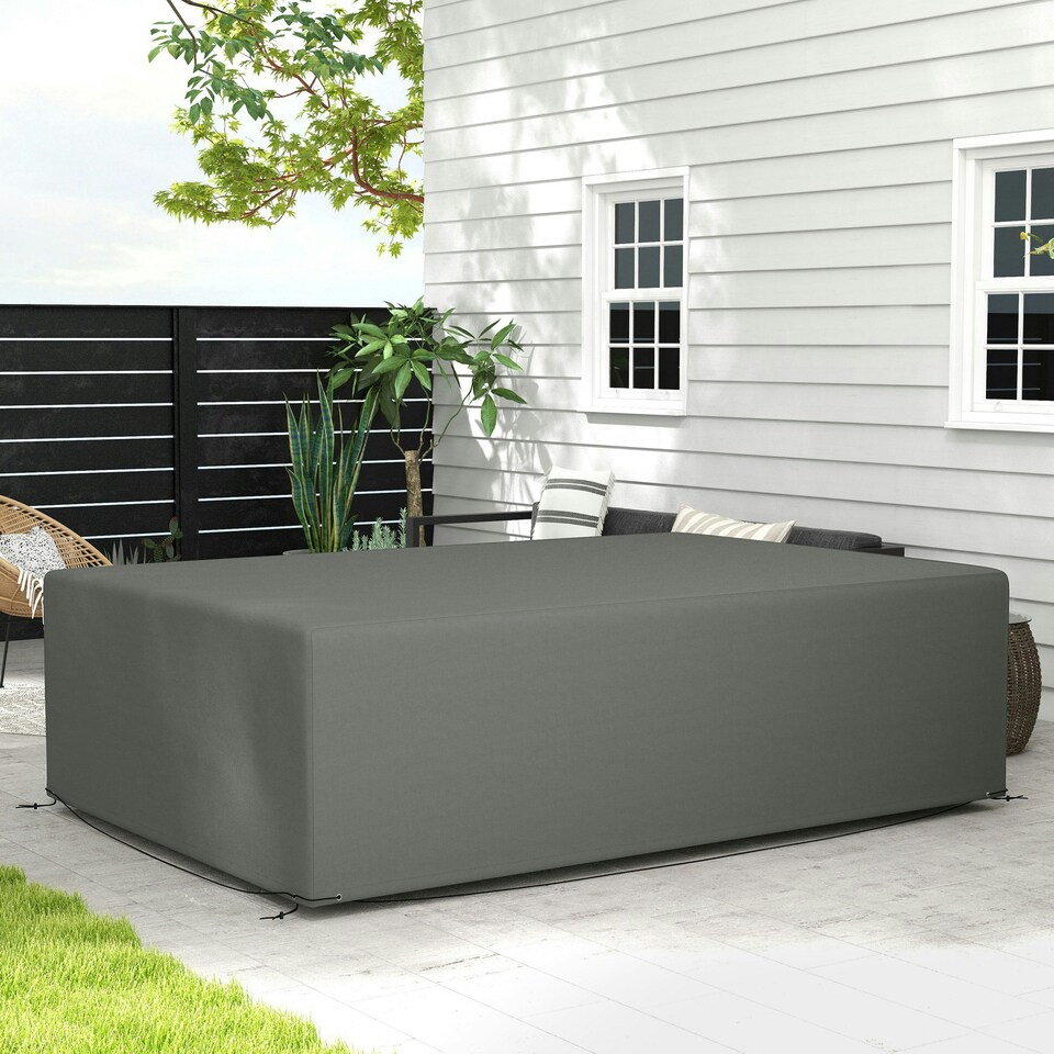 image 1 of Outsunny UV Rain Protective Cover or Garden Wicker Rattan Dark Grey Grey | Dark Grey