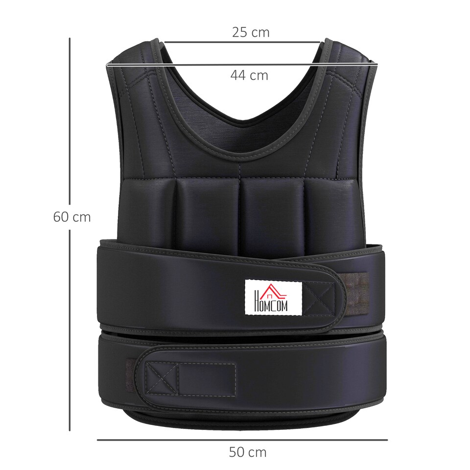 image 1 of HOMCOM 10KGS Adjustable Weight Vest Running Gym Training Weight Loss, Black | Black | Black