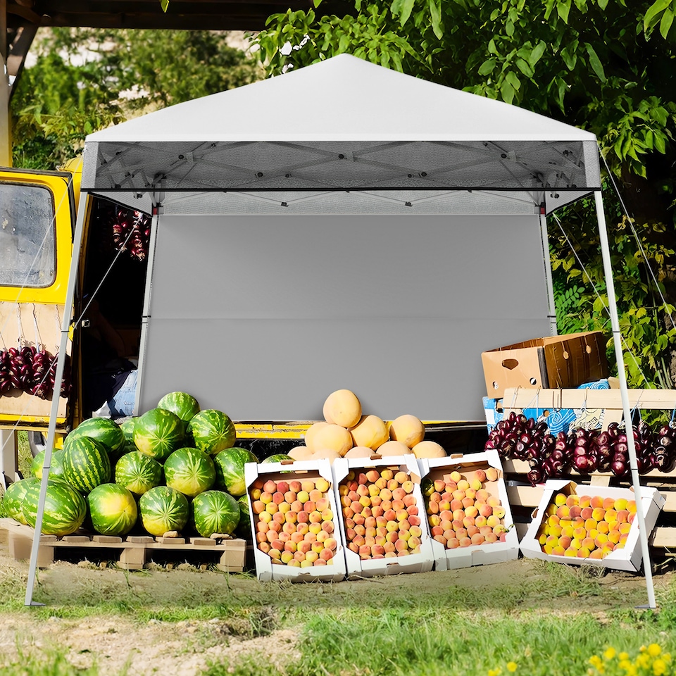image 1 of COSTWAY 210 x 210 cm Pop up Canopy Tent Portable Backpack Canopy-White