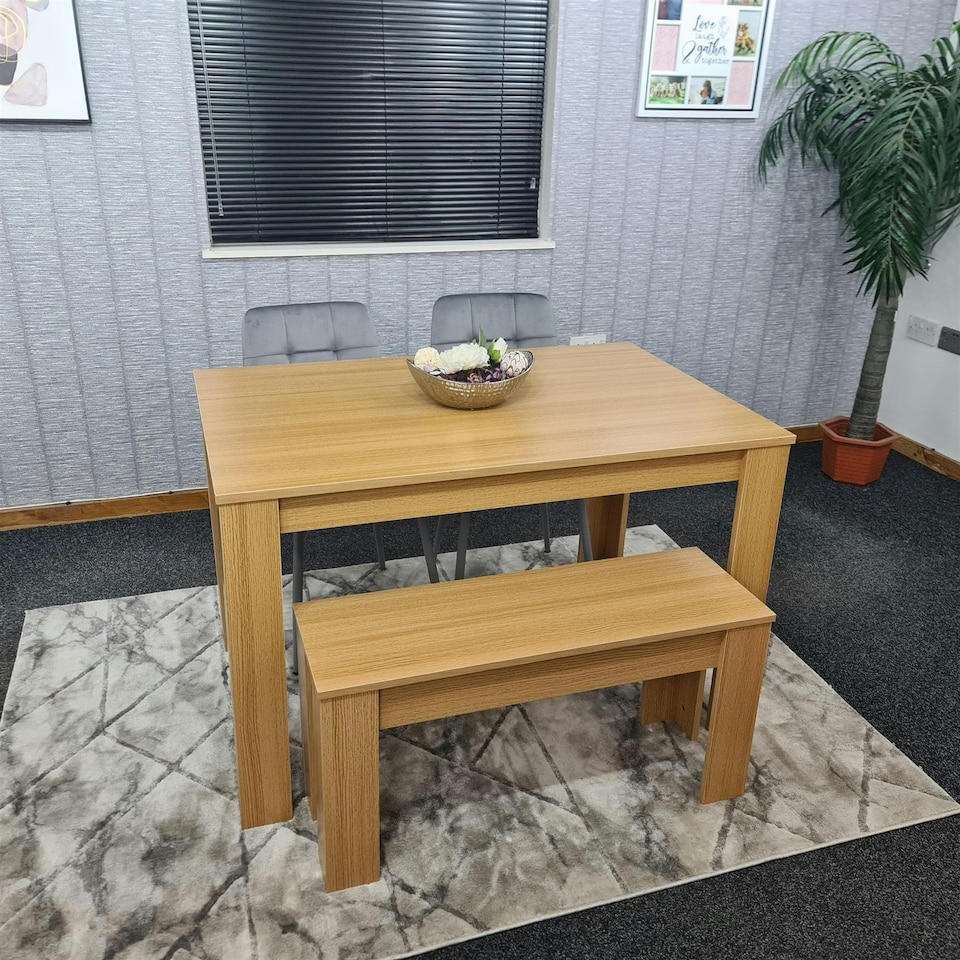 image 1 of Dining Table Set with 2 Chairs Dining Room and Kitchen table set of 2, and Benches Grey