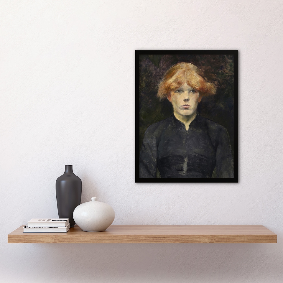 image 1 of Portrait of Carmen Gaudin Vintage Framed Wall Art Print Toulouse Lautrec 12x16"