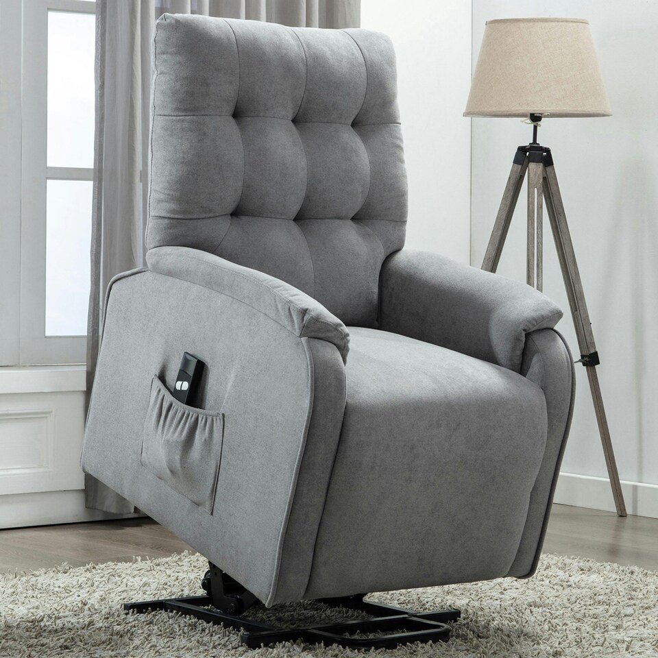 image 1 of Charlbury Fabric Single Motor Rise Recliner Electric Lift Chair (Grey)