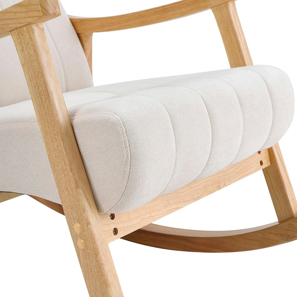 image 1 of Living and Home Velvet Upholstered Tufting Rocking Chair White