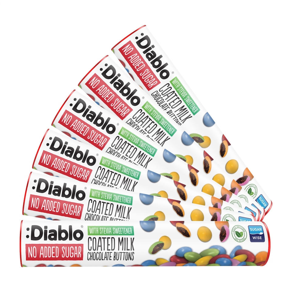 image 1 of Diablo No Added Sugar Milk Chocolate Buttons 22g 6 Pack