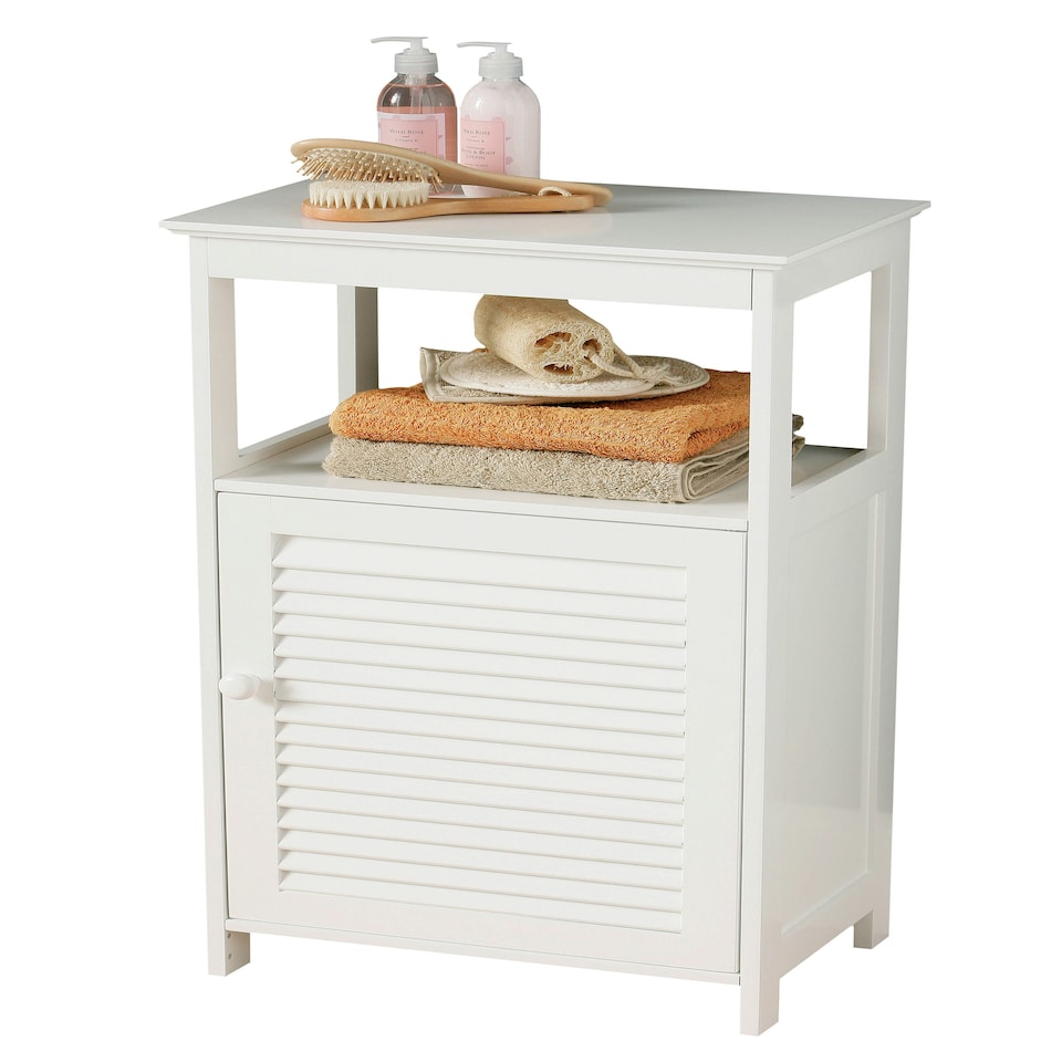 image 1 of Shutter White Wood Floor Cabinet White