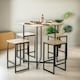 image 3 of 5-Piece Dining Table & Square Stool Set Kitchen Natural Brown Brown