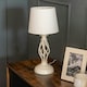 image 1 of ValueLights Memphis Cream Twist Table Lamp with a Fabric Lampshade Bedside Light - Bulb Included Cream