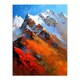 image 3 of Himalayan Mountain Range Palette Knife Black Framed Wall Art Print A4