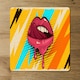 image 2 of Pink, red lips, mouth and tongue icon on pop art retro vintage colorful background (Placemat & Coaster Set)
