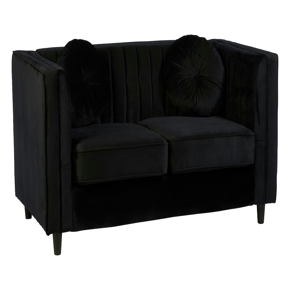image 1 of Farah Two Seat Black Velvet Sofa Black