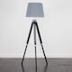 image 2 of ValueLights Clipper Black Tripod Floor Lamp Grey Taper Shade