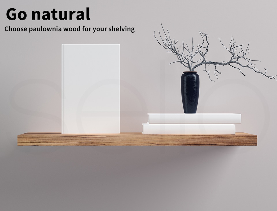image 1 of Levede 2PC Wooden Wall Floating Shelves Mounted Storage 35.5IN 90CM | Brown | Large