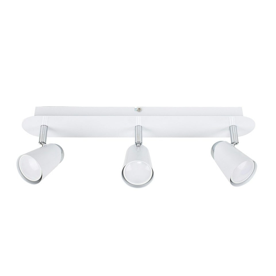 image 1 of ValueLights Modern Gloss White And Chrome Adjustable 3 Way Ceiling Spotlight