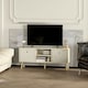 image 8 of HOMCOM Modern TV Cabinet Stand w/ Shelves & Drawers, Bedroom Natural