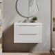 image 2 of Balterley Fluted Wall Hung 2 Drawer Vanity Basin Unit with Double Polymarble Basin | White | Satin White