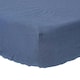 image 1 of Homescapes Navy Blue Linen Fitted Sheet, Double | Blue | Double