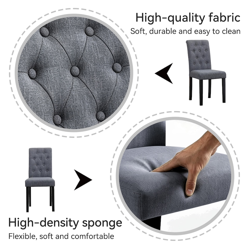 image 1 of MCC Direct Set of 2 Fabric Linen Button Back Kitchen Dining Chairs