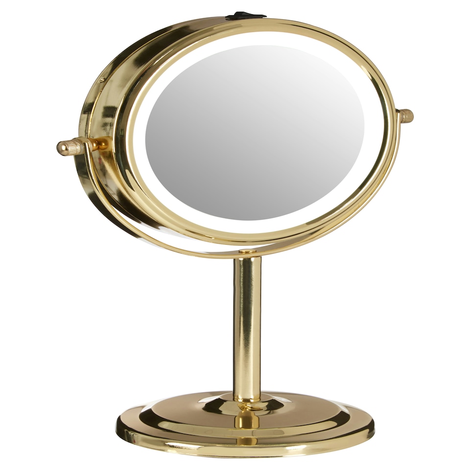 image 1 of Interiors By Premier Gold Iron Table Mirror, Durable 27x17cm Swivel Vanity Mirror, Modern Chrome Finis Gold