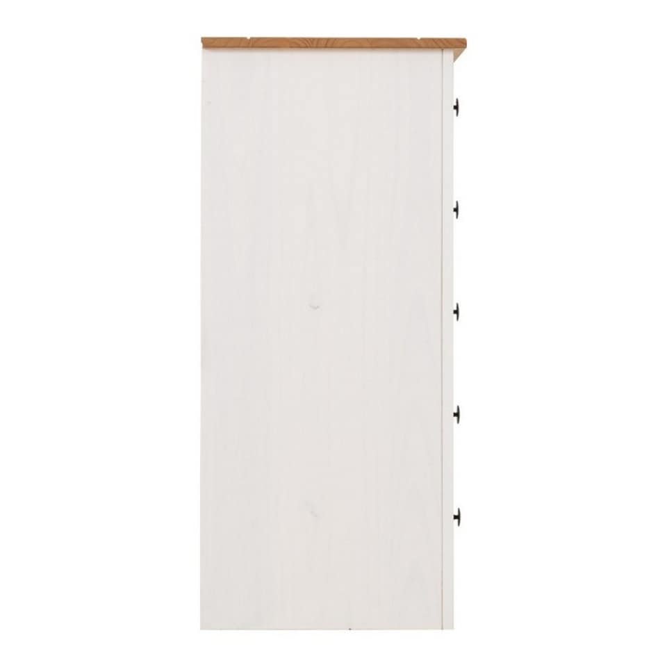 image 1 of Panama 5 Drawer Chest - L44 x W46 x H89.5 cm - White/Natural Wax