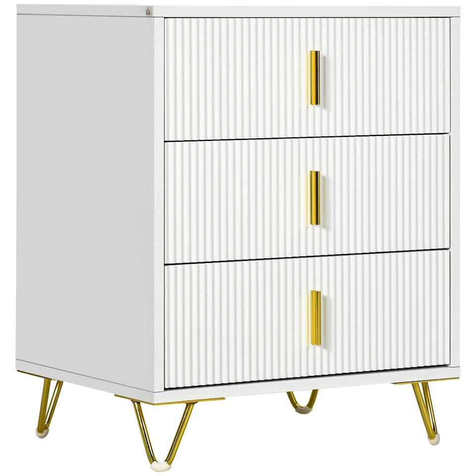 image 1 of HOMCOM 3 Drawer Dresser, Chest of Drawers Storage Cabinet, White
