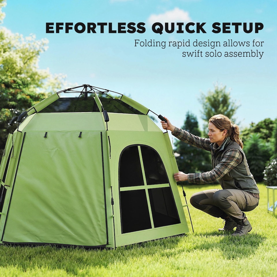 image 1 of Outsunny Pop Up Tent 3000mm Waterproof for 3-4 Person Green | Green | Green | 280 x 240 x 158 cm