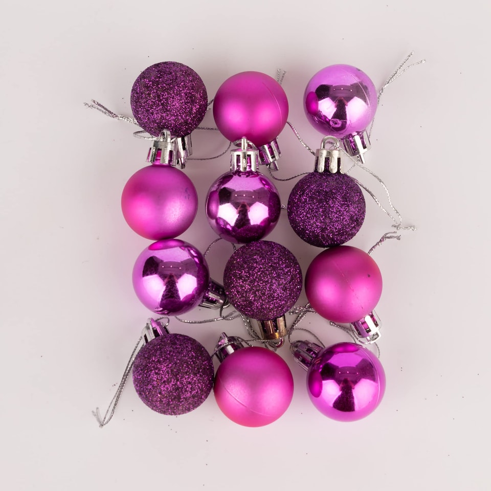 image 1 of Purple Shatterproof Christmas Baubles 3cm - Pack of 12