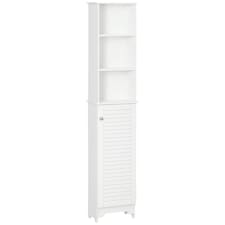 HOMCOM 165cm Freestanding Slimline Bathroom Storage Cabinet w/ 6 Shelves White