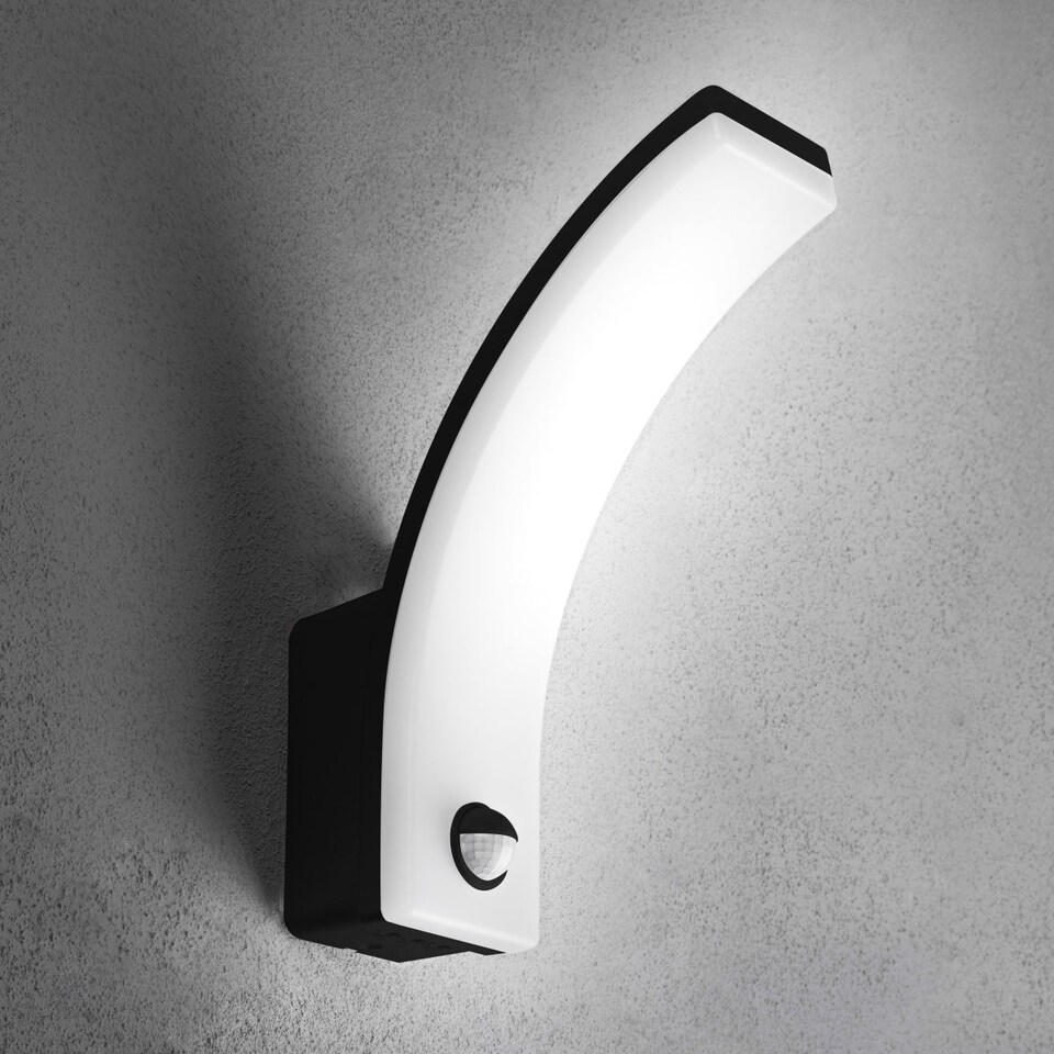 image 1 of CGC MATEO Graphite Curved LED Wall Light with PIR Motion Sensor, 20W 4000K.