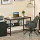 image 2 of HOMCOM 2-Tier Writing Desk Metal Frame Smooth Shelves Storage Shelf Rustic Brown